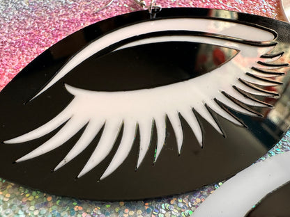 Giant Unique Eye Earrings: Laser Cut Acrylic Eyes, Eyebrows, Eyelashes, Beautiful, Makeup, Novelty, Statement, Gifts for Her/Him/Them