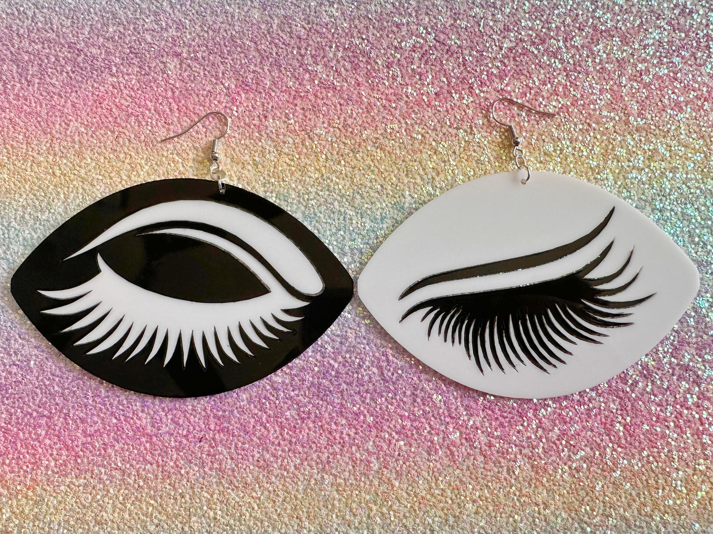 Giant Unique Eye Earrings: Laser Cut Acrylic Eyes, Eyebrows, Eyelashes, Beautiful, Makeup, Novelty, Statement, Gifts for Her/Him/Them