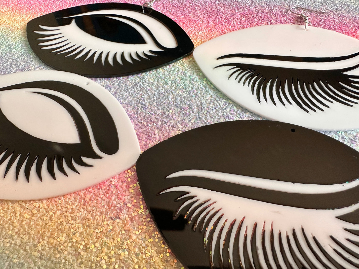 Giant Unique Eye Earrings: Laser Cut Acrylic Eyes, Eyebrows, Eyelashes, Beautiful, Makeup, Novelty, Statement, Gifts for Her/Him/Them