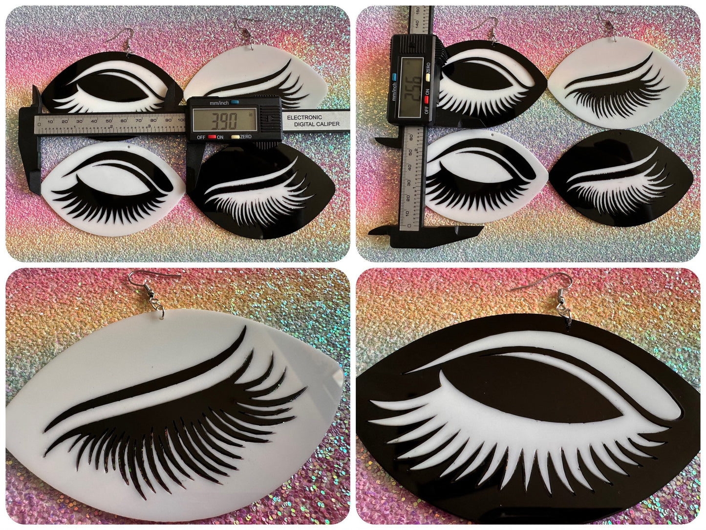 Giant Unique Eye Earrings: Laser Cut Acrylic Eyes, Eyebrows, Eyelashes, Beautiful, Makeup, Novelty, Statement, Gifts for Her/Him/Them