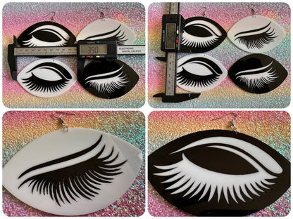 Giant Unique Eye Earrings: Laser Cut Acrylic Eyes, Eyebrows, Eyelashes, Beautiful, Makeup, Novelty, Statement, Gifts for Her/Him/Them