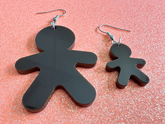 Gingerbread Christmas Earrings: Dark Brown Laser Cut Acrylic Pastries, Gingerbread Man, Baking, Cookies, Dessert, Gifts for Her/Him/Them