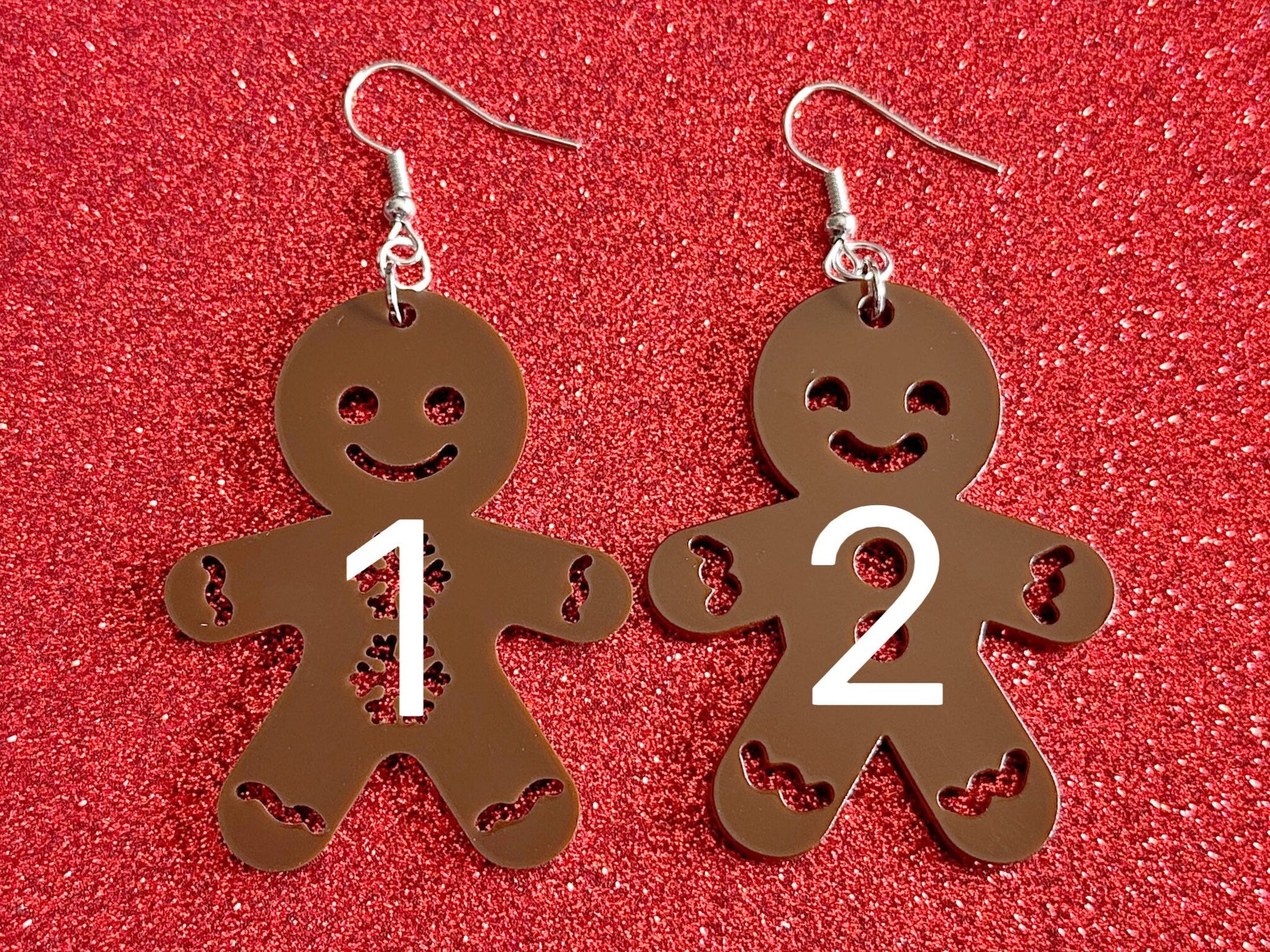 Gingerbread Christmas Earrings: Dark Brown Laser Cut Acrylic Pastries, Gingerbread Man, Baking, Cookies, Dessert, Gifts for Her/Him/Them