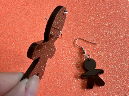 Gingerbread Christmas Earrings: Dark Brown Laser Cut Acrylic Pastries, Gingerbread Man, Baking, Cookies, Dessert, Gifts for Her/Him/Them