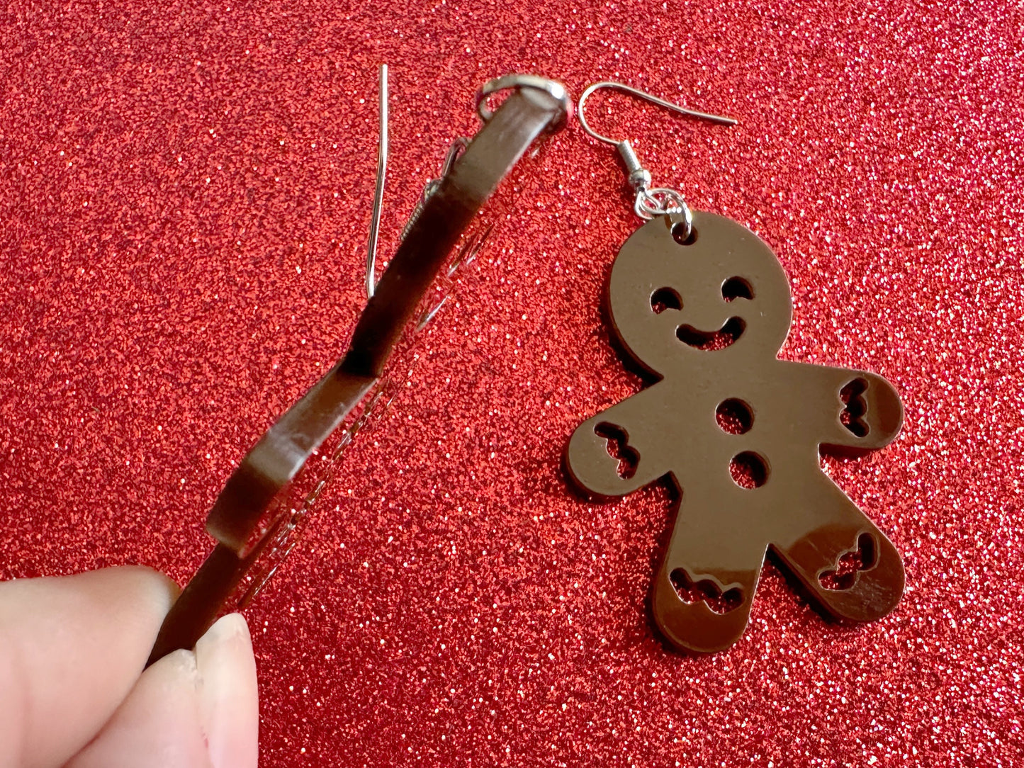 Gingerbread Christmas Earrings: Dark Brown Laser Cut Acrylic Pastries, Gingerbread Man, Baking, Cookies, Dessert, Gifts for Her/Him/Them