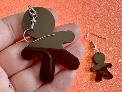 Gingerbread Christmas Earrings: Dark Brown Laser Cut Acrylic Pastries, Gingerbread Man, Baking, Cookies, Dessert, Gifts for Her/Him/Them