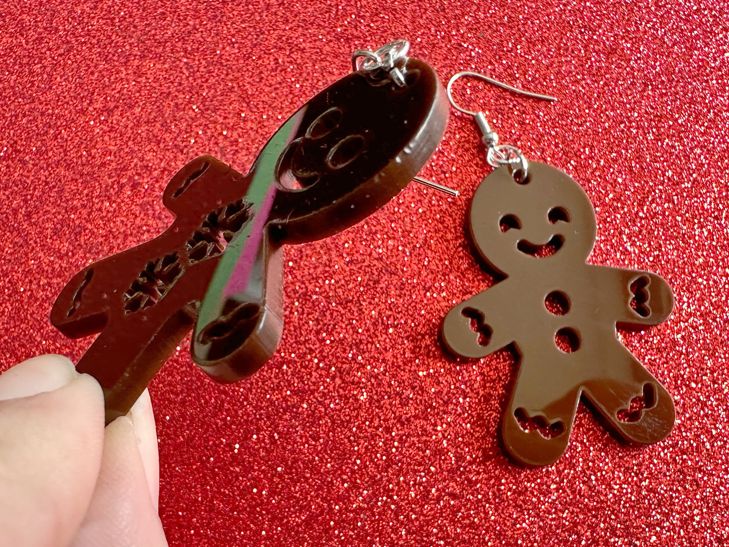 Gingerbread Christmas Earrings: Dark Brown Laser Cut Acrylic Pastries, Gingerbread Man, Baking, Cookies, Dessert, Gifts for Her/Him/Them