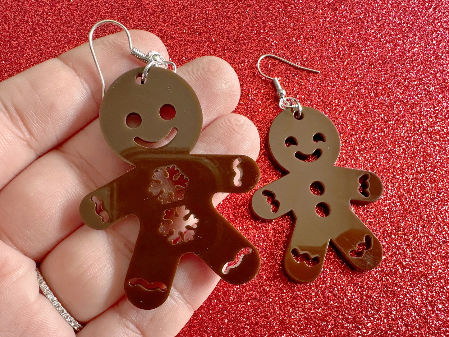 Gingerbread Christmas Earrings: Dark Brown Laser Cut Acrylic Pastries, Gingerbread Man, Baking, Cookies, Dessert, Gifts for Her/Him/Them