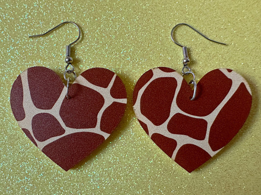 Giraffe Earrings: Laser Cut Acrylic Giraffe Print, Faux Animal Print, Safari, Africa, Exotic, Zoo, Giraffes, Best Gifts for Her/Him/Them