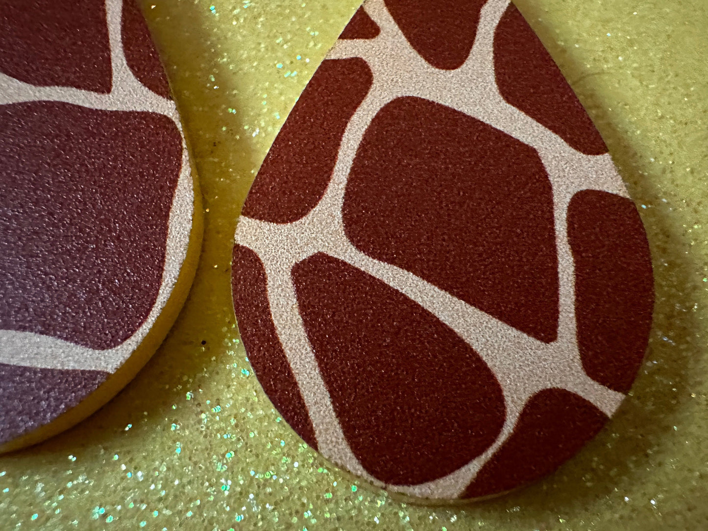 Giraffe Earrings: Laser Cut Acrylic Giraffe Print, Faux Animal Print, Safari, Africa, Exotic, Zoo, Giraffes, Best Gifts for Her/Him/Them