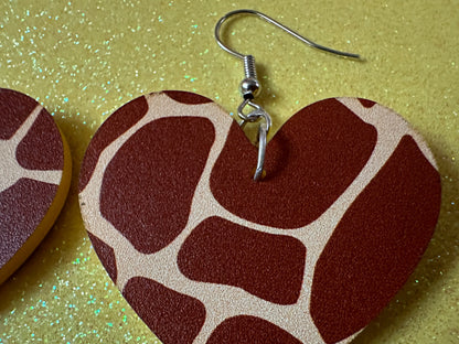 Giraffe Earrings: Laser Cut Acrylic Giraffe Print, Faux Animal Print, Safari, Africa, Exotic, Zoo, Giraffes, Best Gifts for Her/Him/Them