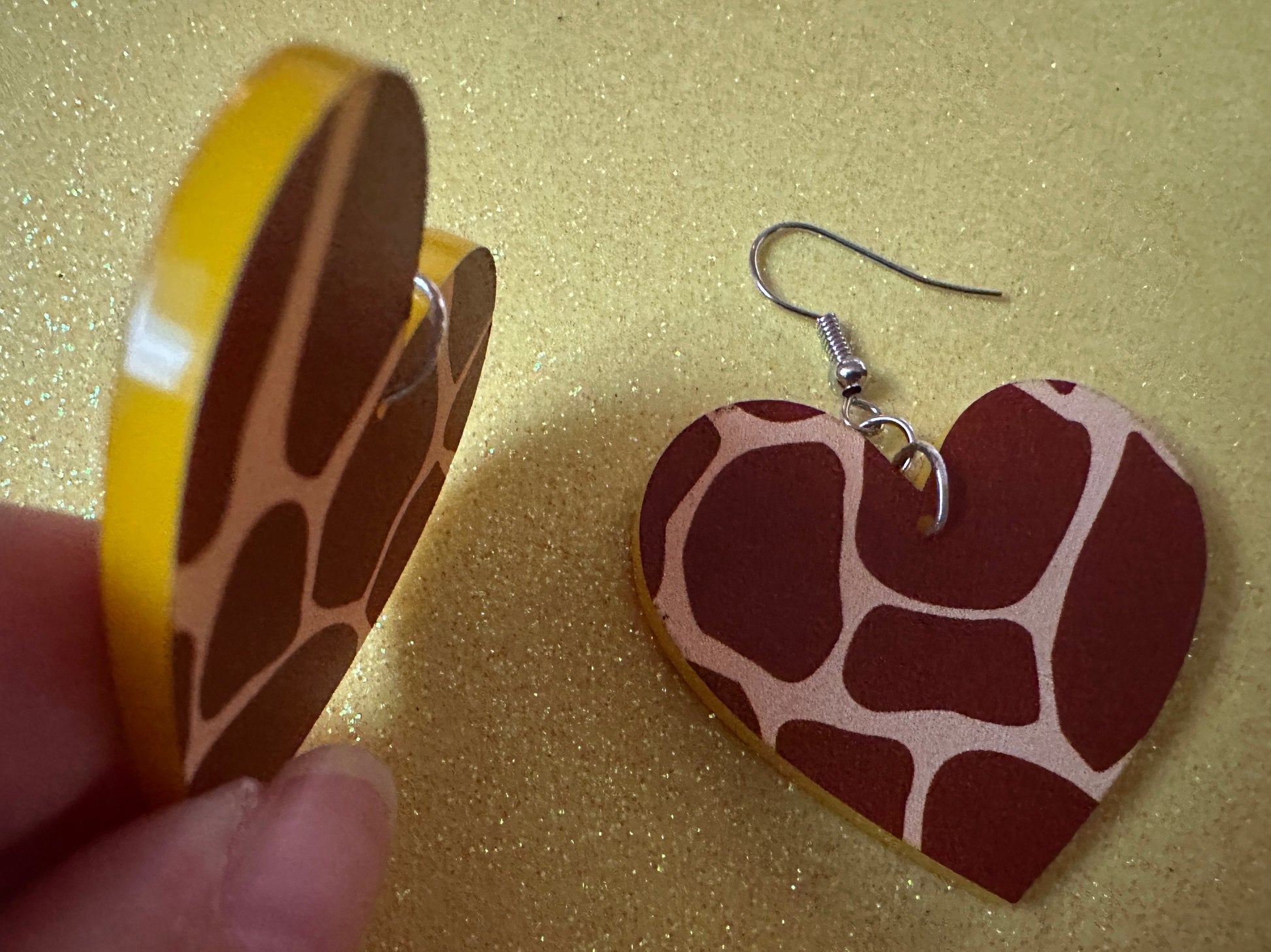Giraffe Earrings: Laser Cut Acrylic Giraffe Print, Faux Animal Print, Safari, Africa, Exotic, Zoo, Giraffes, Best Gifts for Her/Him/Them