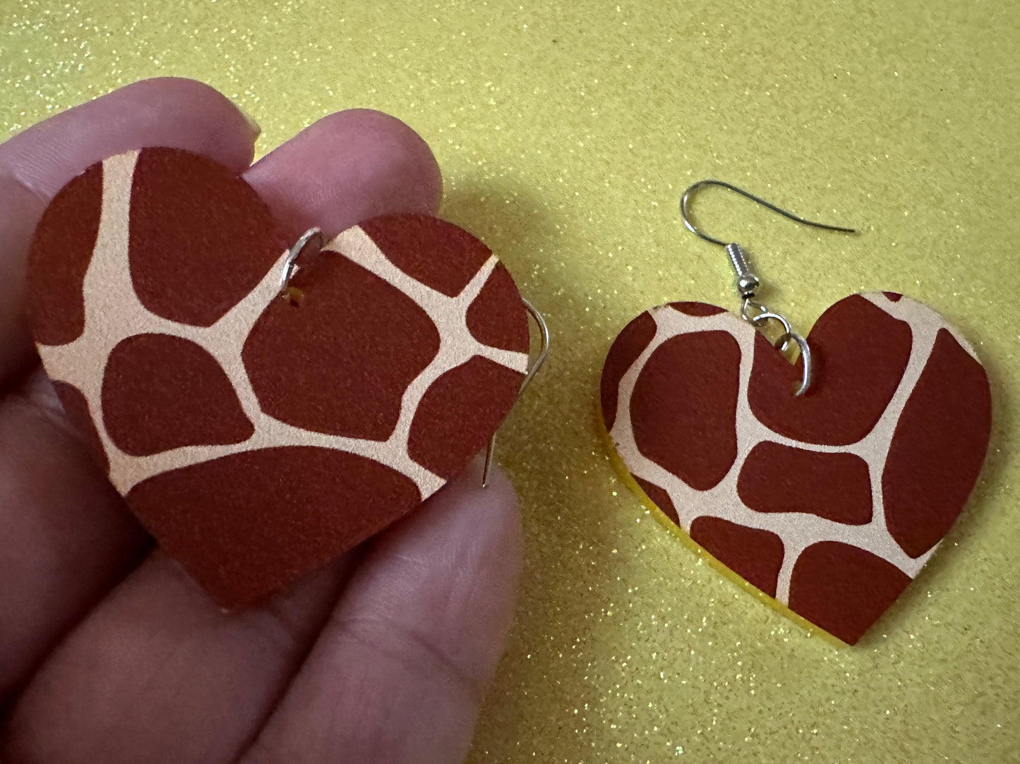 Giraffe Earrings: Laser Cut Acrylic Giraffe Print, Faux Animal Print, Safari, Africa, Exotic, Zoo, Giraffes, Best Gifts for Her/Him/Them