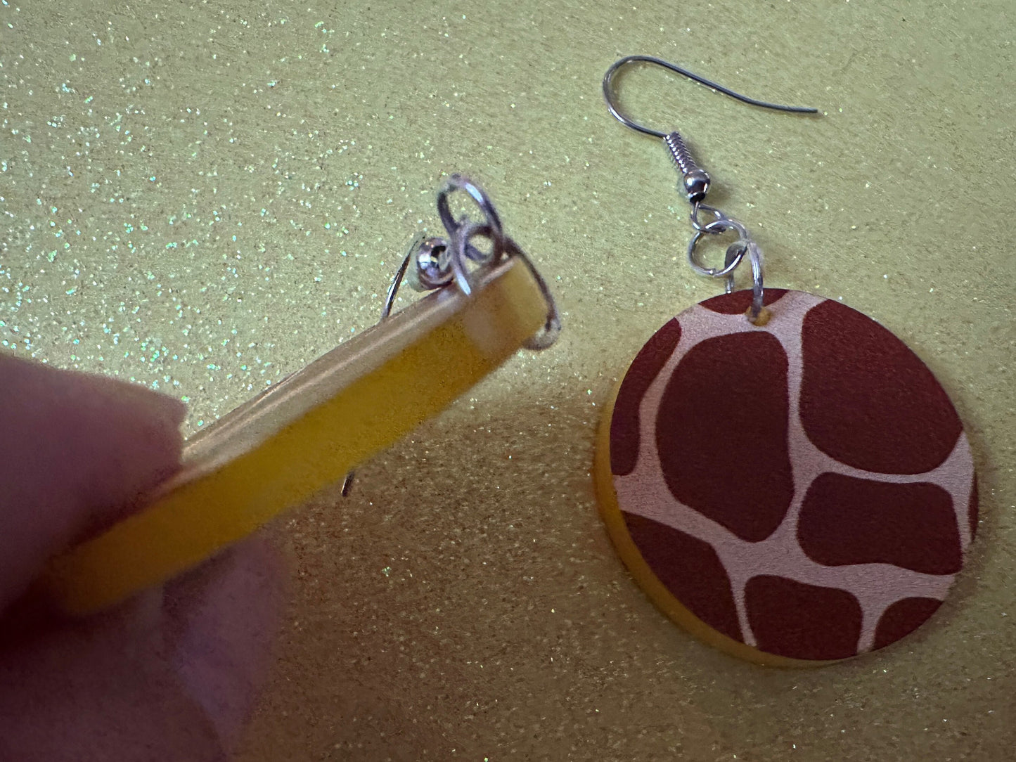 Giraffe Earrings: Laser Cut Acrylic Giraffe Print, Faux Animal Print, Safari, Africa, Exotic, Zoo, Giraffes, Best Gifts for Her/Him/Them