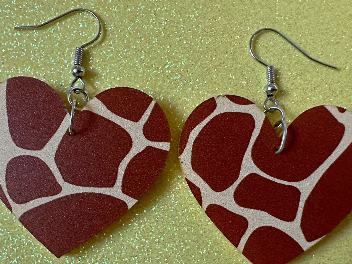 Giraffe Earrings: Laser Cut Acrylic Giraffe Print, Faux Animal Print, Safari, Africa, Exotic, Zoo, Giraffes, Best Gifts for Her/Him/Them