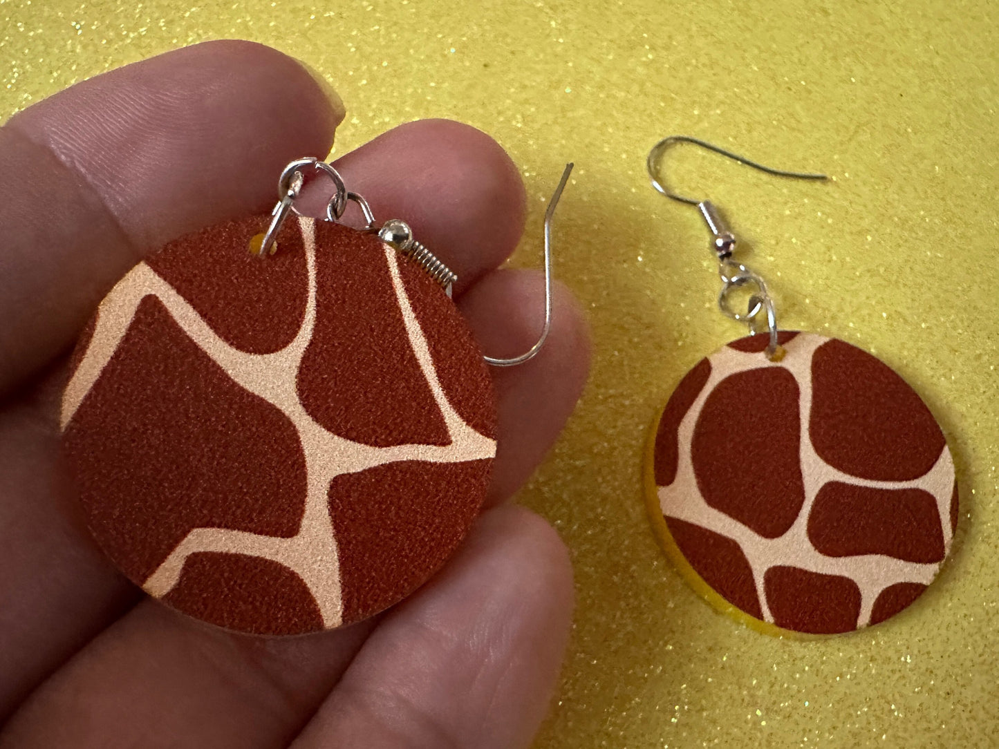 Giraffe Earrings: Laser Cut Acrylic Giraffe Print, Faux Animal Print, Safari, Africa, Exotic, Zoo, Giraffes, Best Gifts for Her/Him/Them