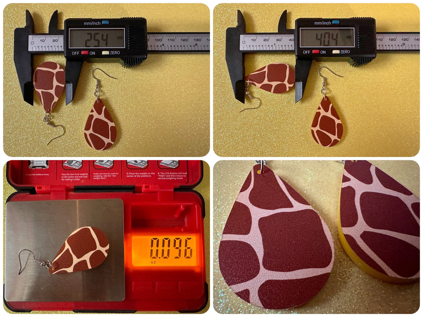Giraffe Earrings: Laser Cut Acrylic Giraffe Print, Faux Animal Print, Safari, Africa, Exotic, Zoo, Giraffes, Best Gifts for Her/Him/Them