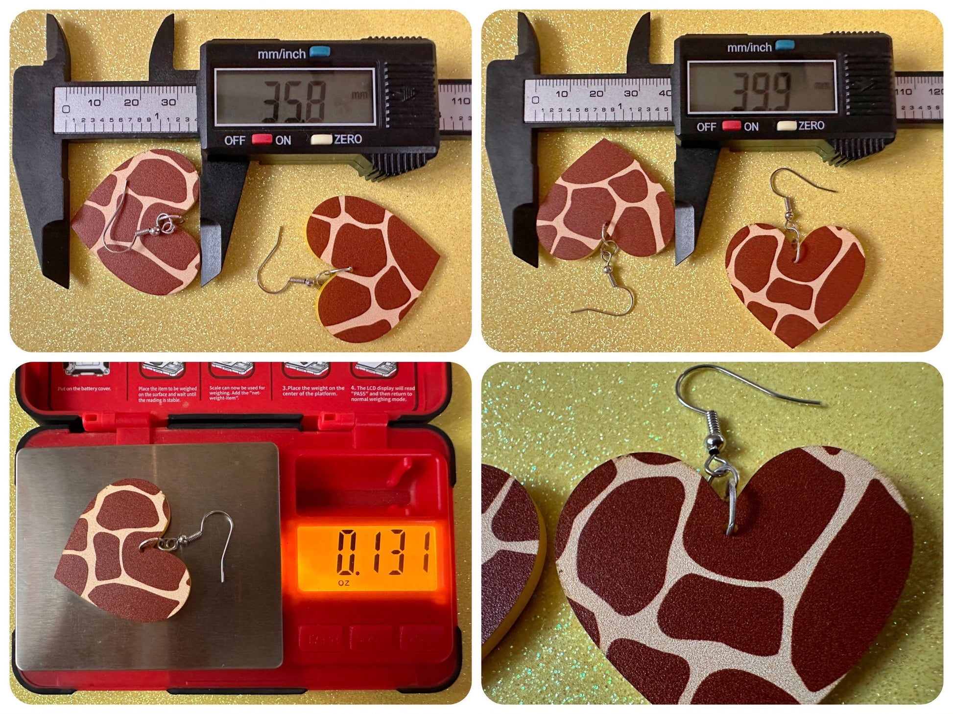 Giraffe Earrings: Laser Cut Acrylic Giraffe Print, Faux Animal Print, Safari, Africa, Exotic, Zoo, Giraffes, Best Gifts for Her/Him/Them