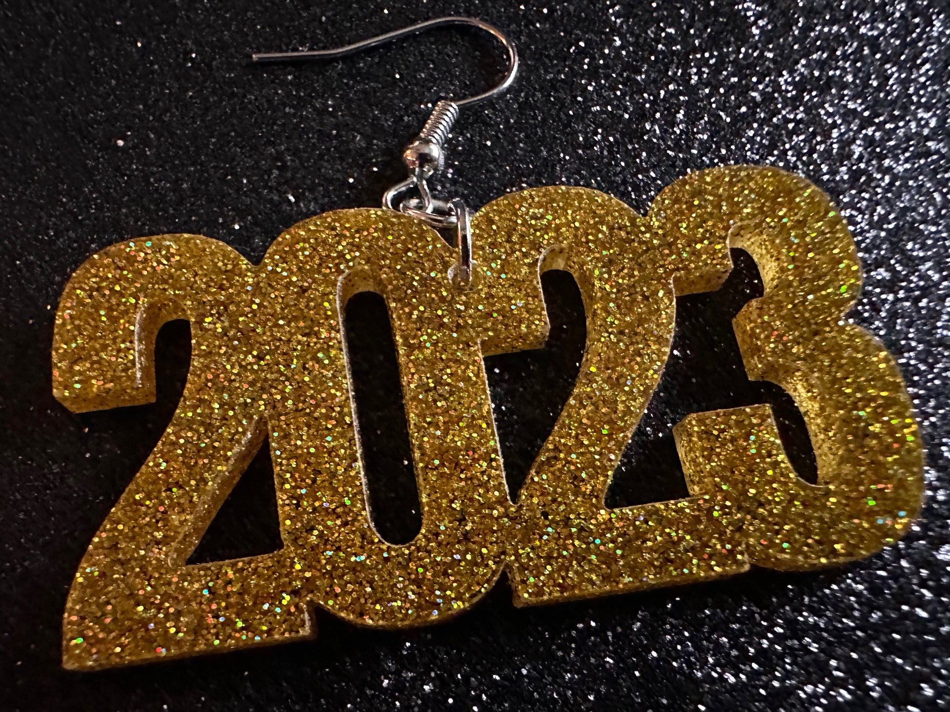 Glittery 2023 Earrings: Bling, Laser Cut Acrylic New Year's Eve Party Earrings, Graduation, Year, Resolutions, NYE, Gifts for Her/Him/Them