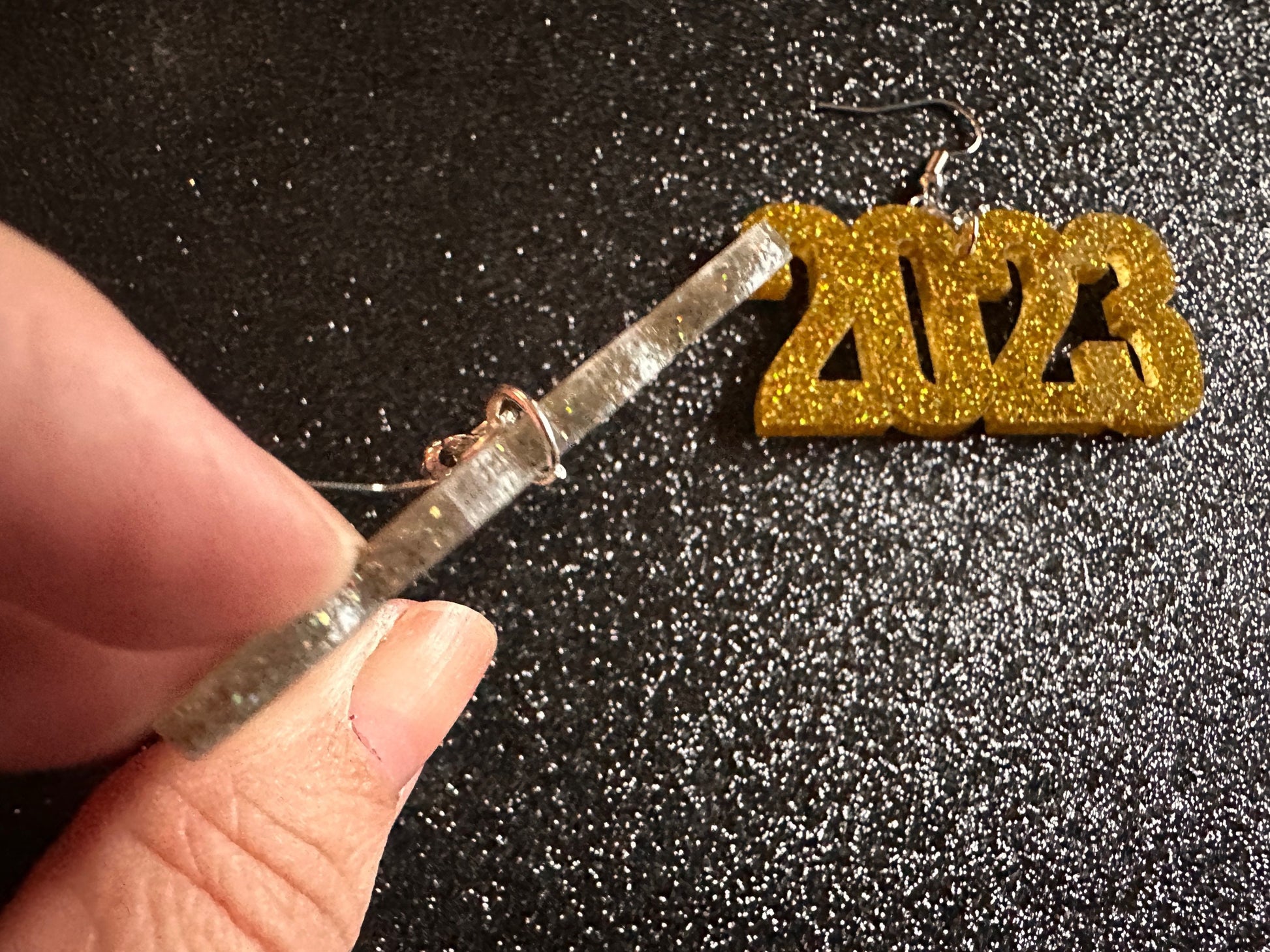 Glittery 2023 Earrings: Bling, Laser Cut Acrylic New Year's Eve Party Earrings, Graduation, Year, Resolutions, NYE, Gifts for Her/Him/Them