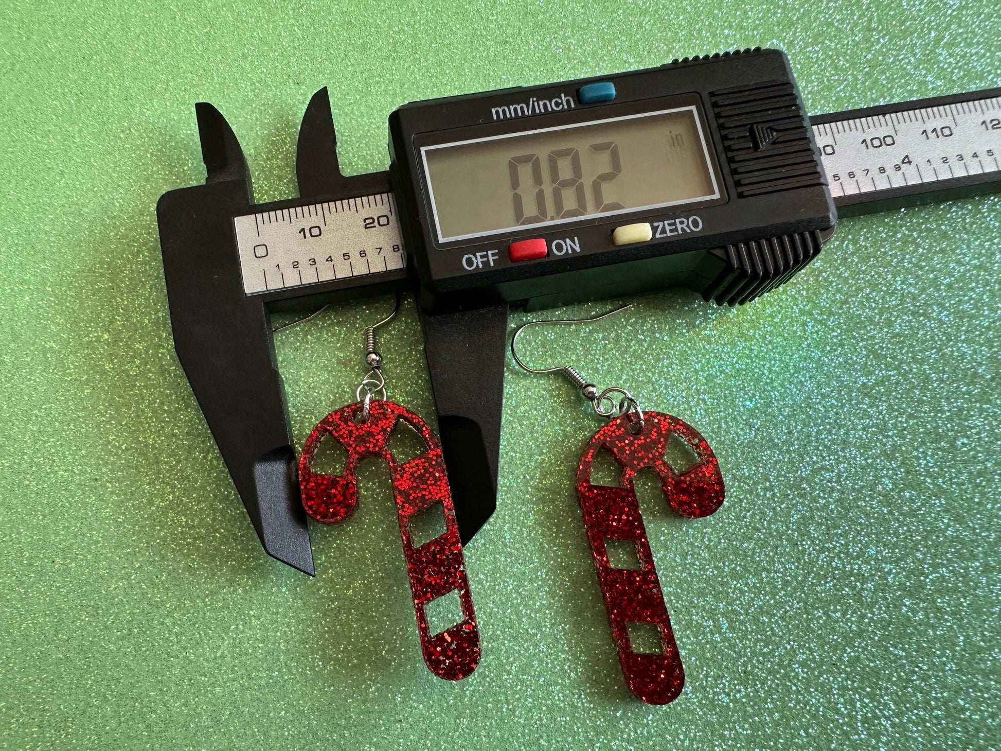 Glittery Candy Cane Earrings: Laser Cut Acrylic Christmas Earrings, Holidays, Dessert, Holidays, Sweet Tooth, Gifts for Her/Him/Them