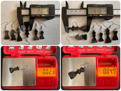 Glittery Chess Earrings: Laser Cut Acrylic Chess Pieces, Board Game, King, Queen, Pawn, Knight, Tower, Best Gifts for Her/Him/Them