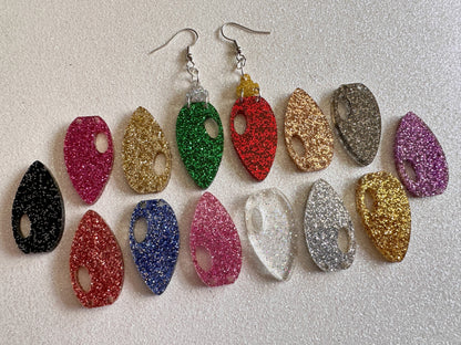 Glittery Christmas Light Earrings: Laser Cut Acrylic Christmas Bulbs, Winter, Festive, Xmas, Green, Holidays, Best Gifts for Her/Him/Them