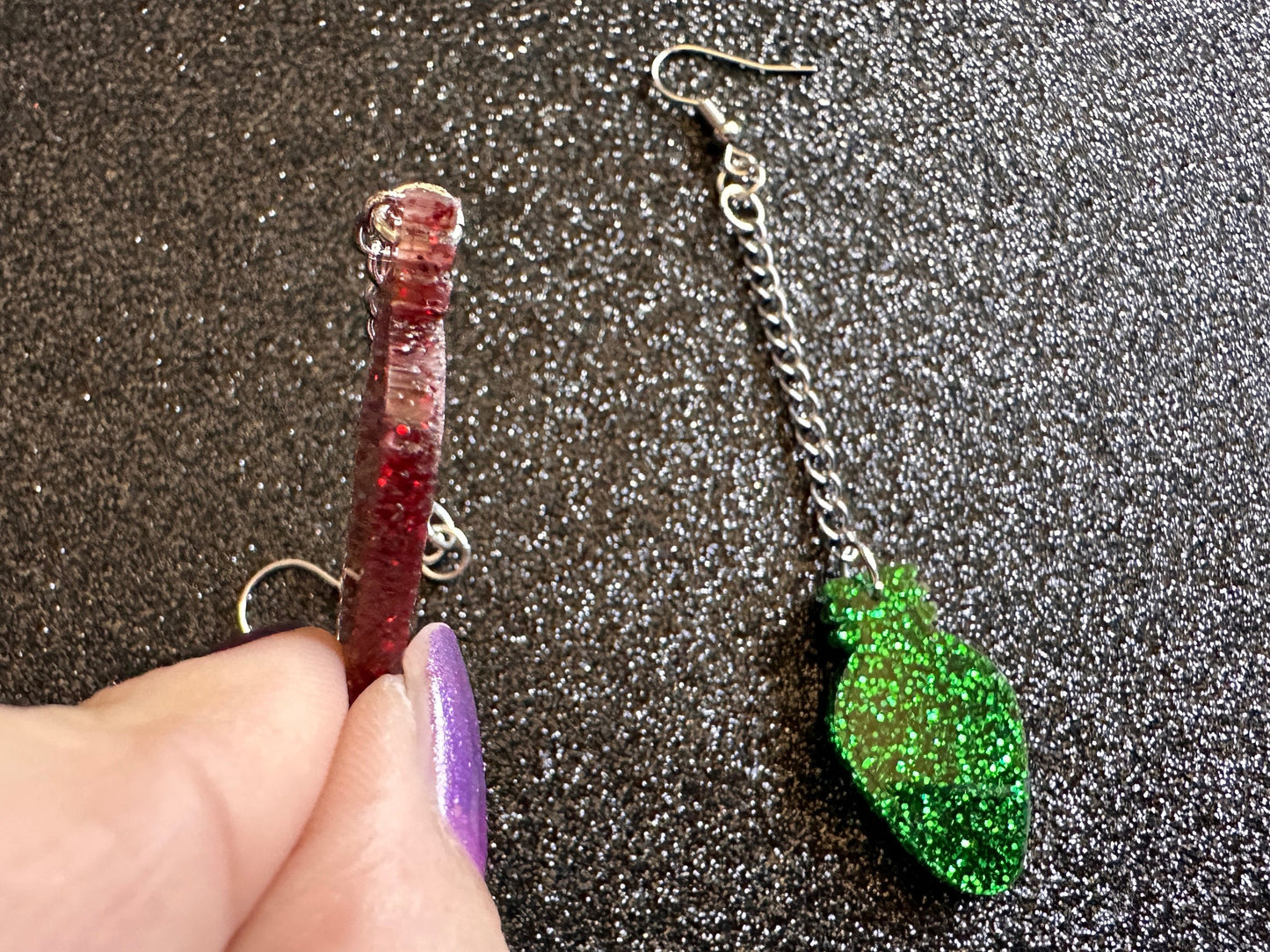 Glittery Christmas Light Earrings: Laser Cut Acrylic Christmas Bulbs, Winter, Festive, Xmas, Green, Holidays, Best Gifts for Her/Him/Them