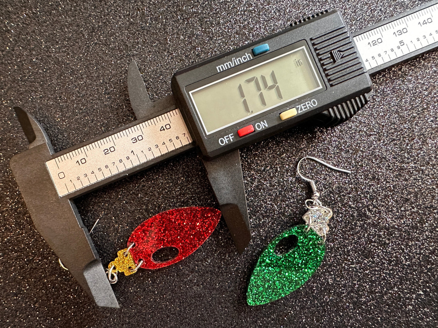 Glittery Christmas Light Earrings: Laser Cut Acrylic Christmas Bulbs, Winter, Festive, Xmas, Green, Holidays, Best Gifts for Her/Him/Them