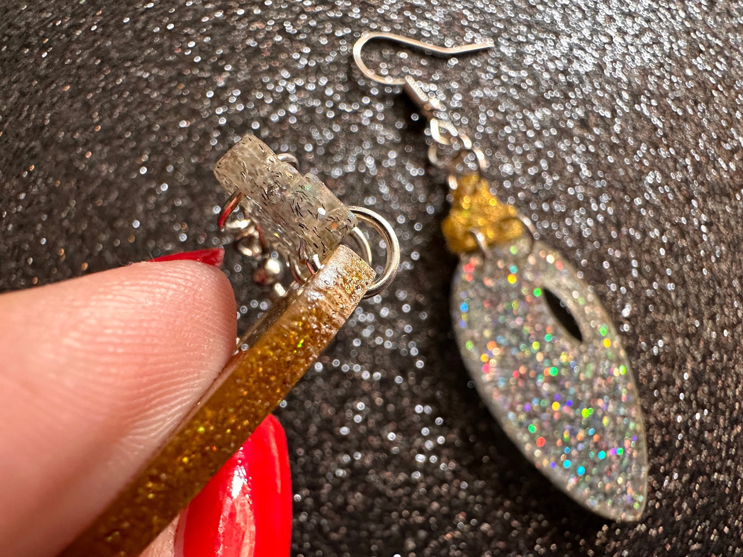 Glittery Christmas Light Earrings: Laser Cut Acrylic Christmas Bulbs, Winter, Festive, Xmas, Green, Holidays, Gifts for Her/Him/Them