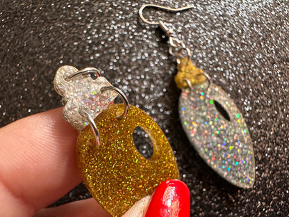 Glittery Christmas Light Earrings: Laser Cut Acrylic Christmas Bulbs, Winter, Festive, Xmas, Green, Holidays, Gifts for Her/Him/Them