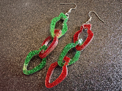 Glittery Christmas Light Earrings: Laser Cut Acrylic Christmas Lights, Winter, Festive, Xmas, Green, Holidays, Gifts for Her/Him/Them