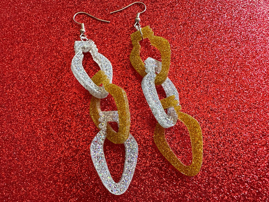 Glittery Christmas Light Earrings: Laser Cut Acrylic Christmas Lights, Winter, Festive, Xmas, Green, Holidays, Gifts for Her/Him/Them