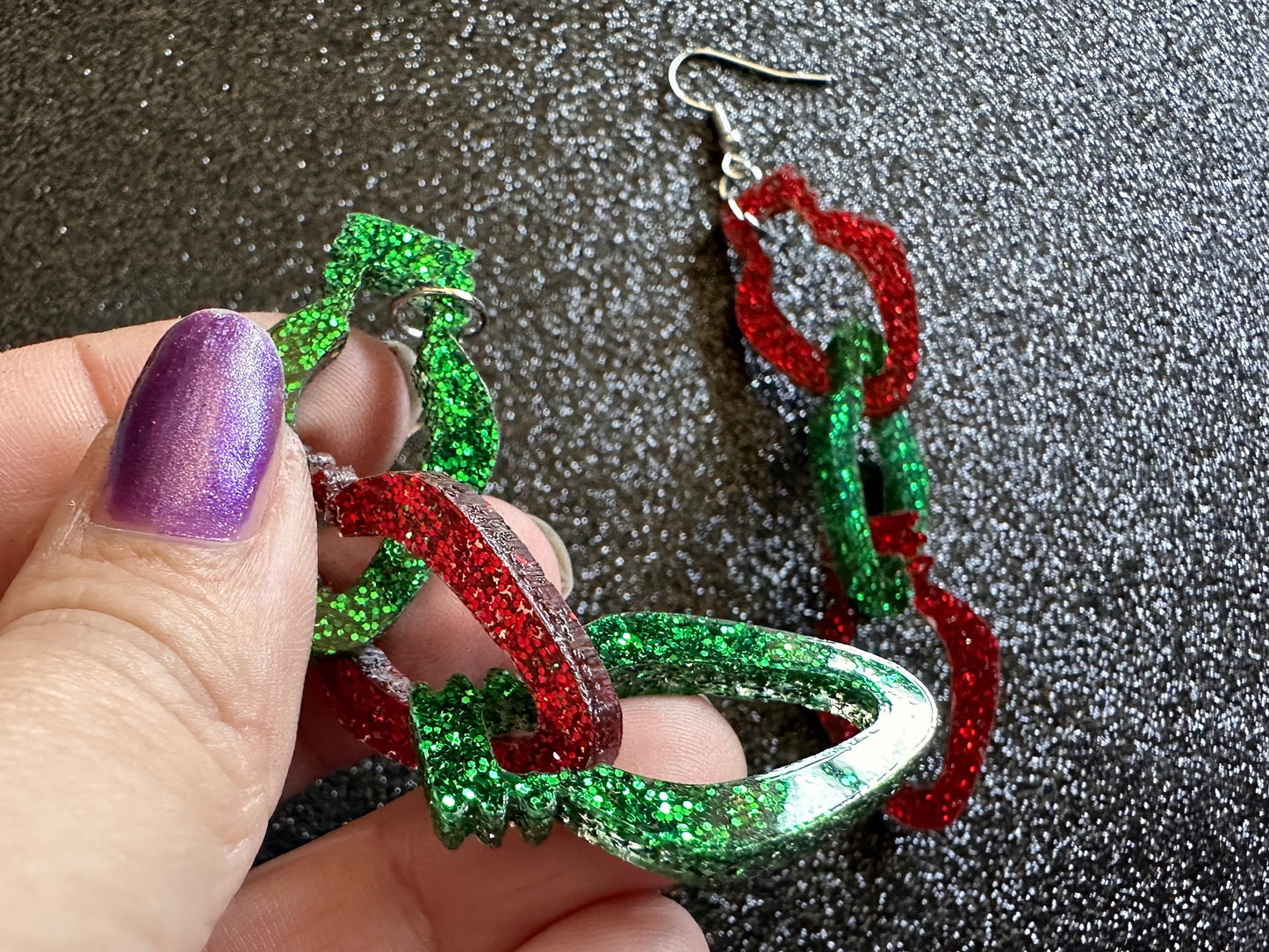 Glittery Christmas Light Earrings: Laser Cut Acrylic Christmas Lights, Winter, Festive, Xmas, Green, Holidays, Gifts for Her/Him/Them