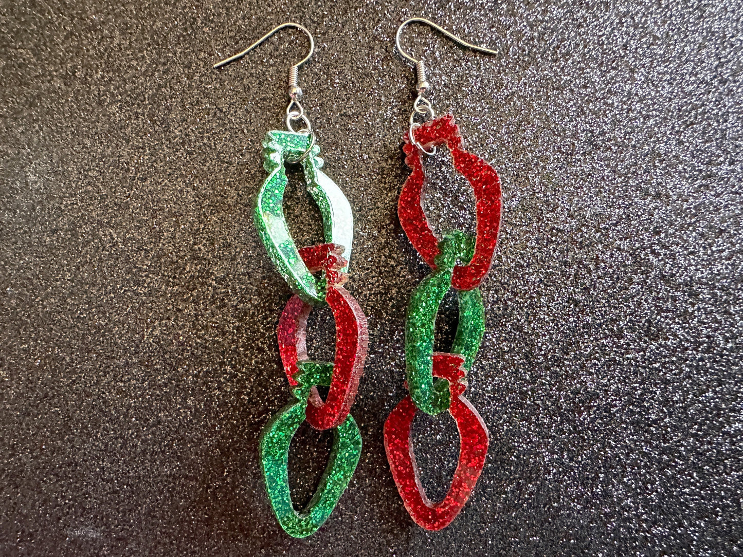 Glittery Christmas Light Earrings: Laser Cut Acrylic Christmas Lights, Winter, Festive, Xmas, Green, Holidays, Gifts for Her/Him/Them