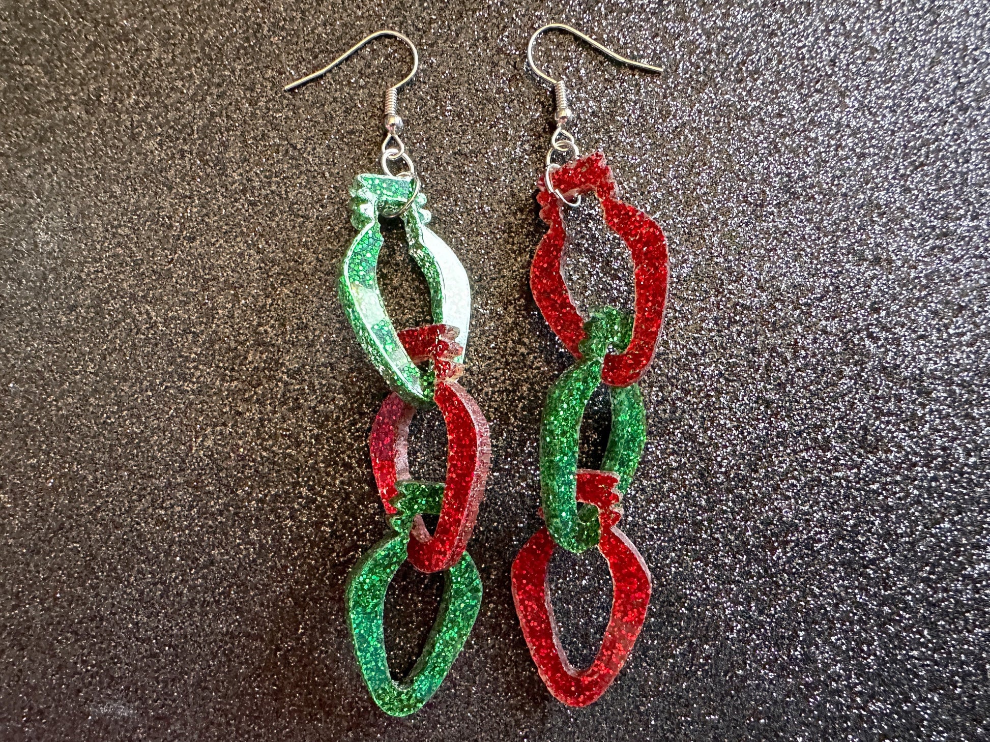 Glittery Christmas Light Earrings: Laser Cut Acrylic Christmas Lights, Winter, Festive, Xmas, Green, Holidays, Gifts for Her/Him/Them