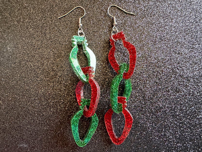 Glittery Christmas Light Earrings: Laser Cut Acrylic Christmas Lights, Winter, Festive, Xmas, Green, Holidays, Gifts for Her/Him/Them