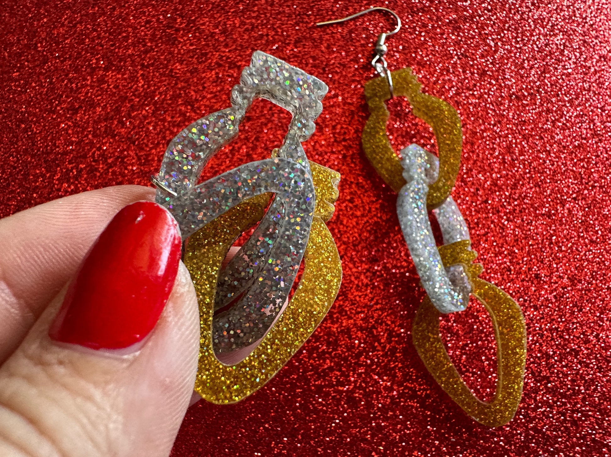 Glittery Christmas Light Earrings: Laser Cut Acrylic Christmas Lights, Winter, Festive, Xmas, Green, Holidays, Gifts for Her/Him/Them