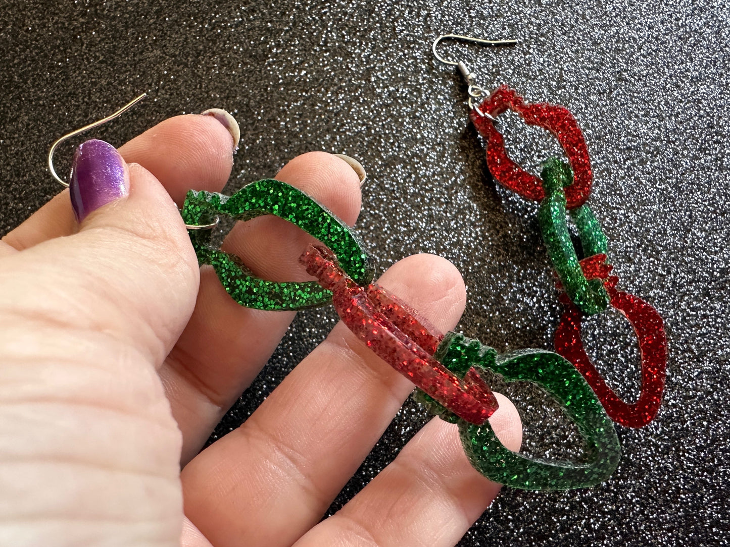 Glittery Christmas Light Earrings: Laser Cut Acrylic Christmas Lights, Winter, Festive, Xmas, Green, Holidays, Gifts for Her/Him/Them