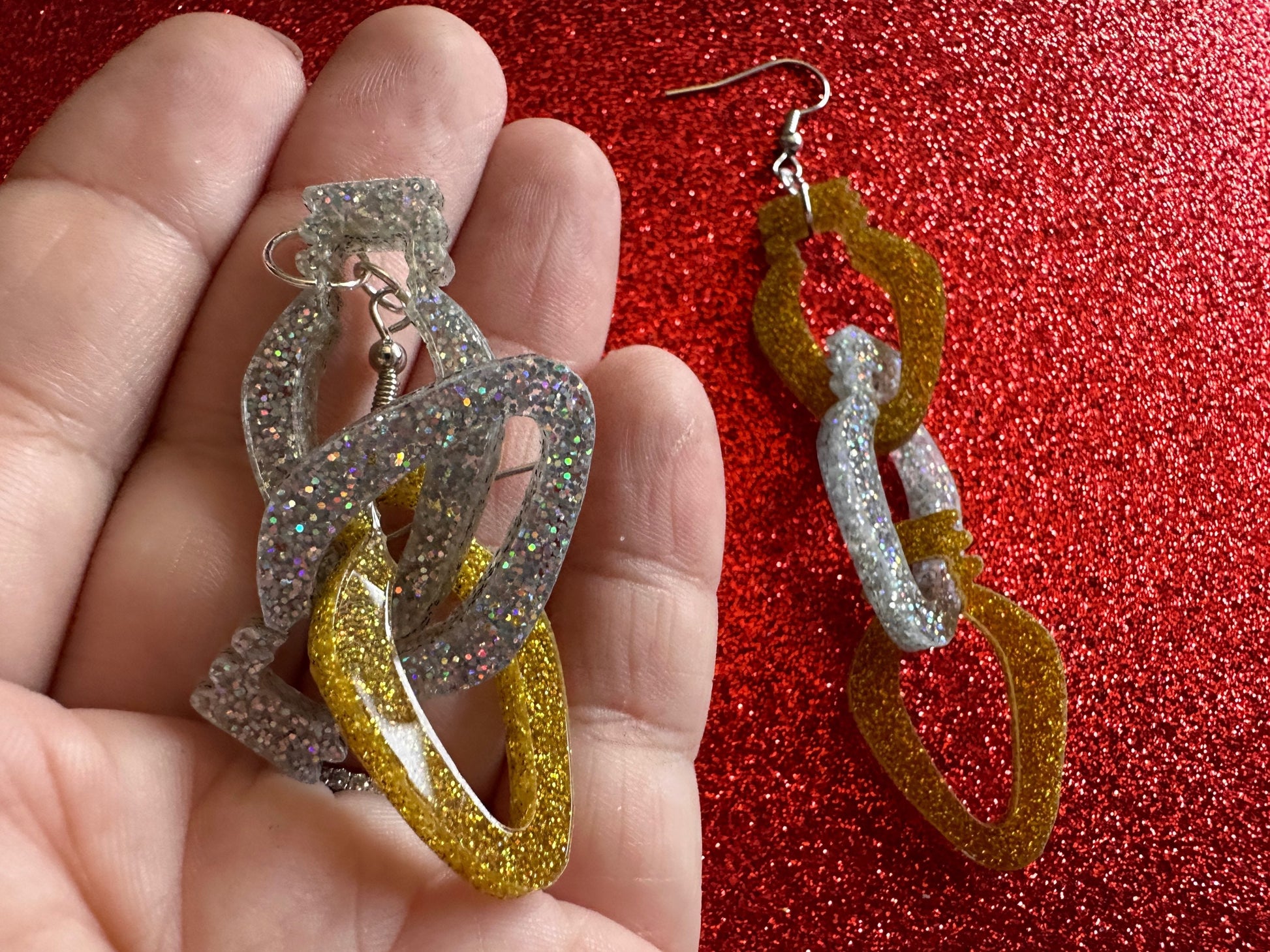 Glittery Christmas Light Earrings: Laser Cut Acrylic Christmas Lights, Winter, Festive, Xmas, Green, Holidays, Gifts for Her/Him/Them