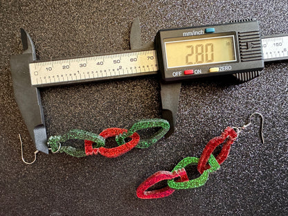 Glittery Christmas Light Earrings: Laser Cut Acrylic Christmas Lights, Winter, Festive, Xmas, Green, Holidays, Gifts for Her/Him/Them