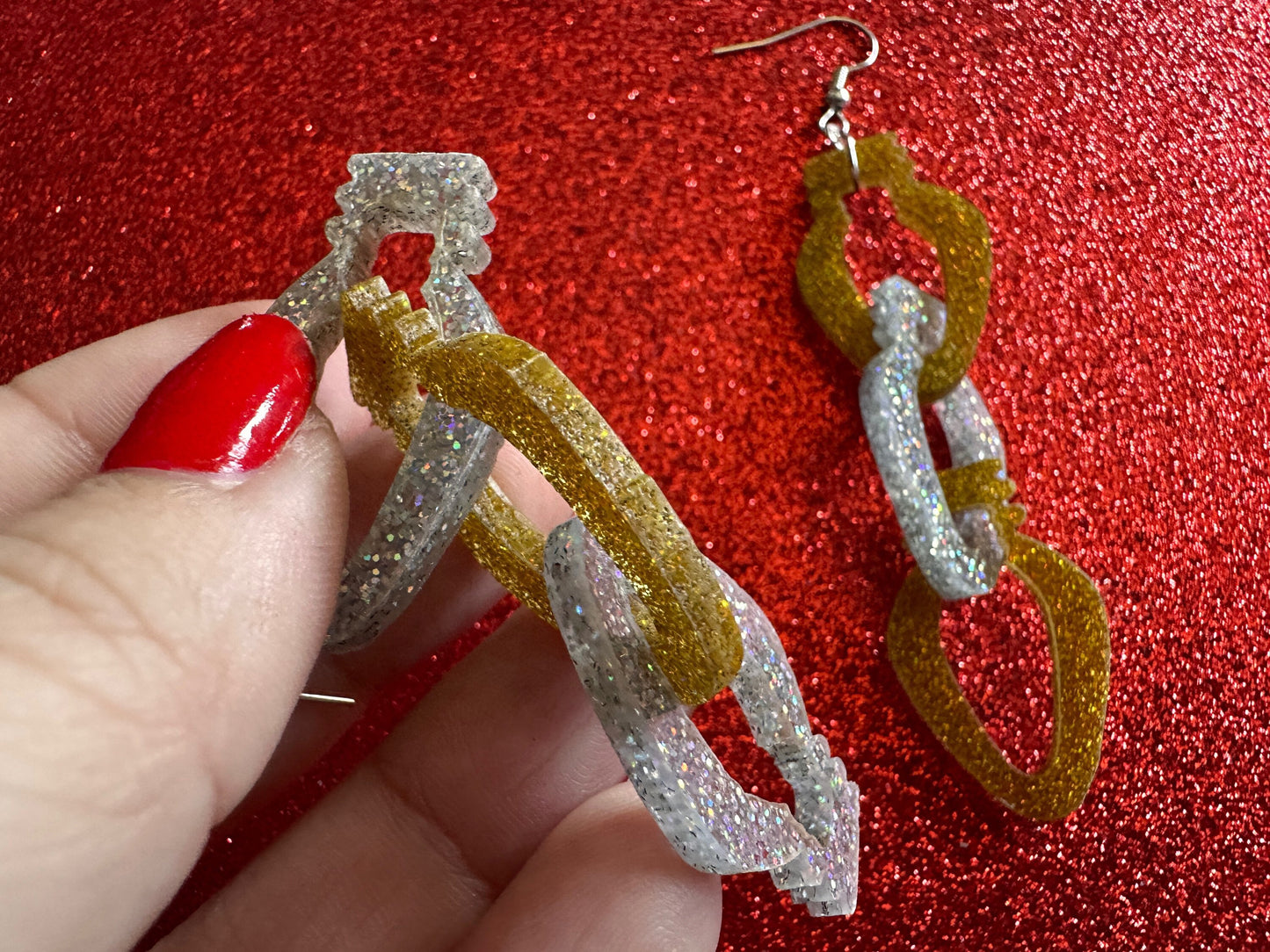 Glittery Christmas Light Earrings: Laser Cut Acrylic Christmas Lights, Winter, Festive, Xmas, Green, Holidays, Gifts for Her/Him/Them
