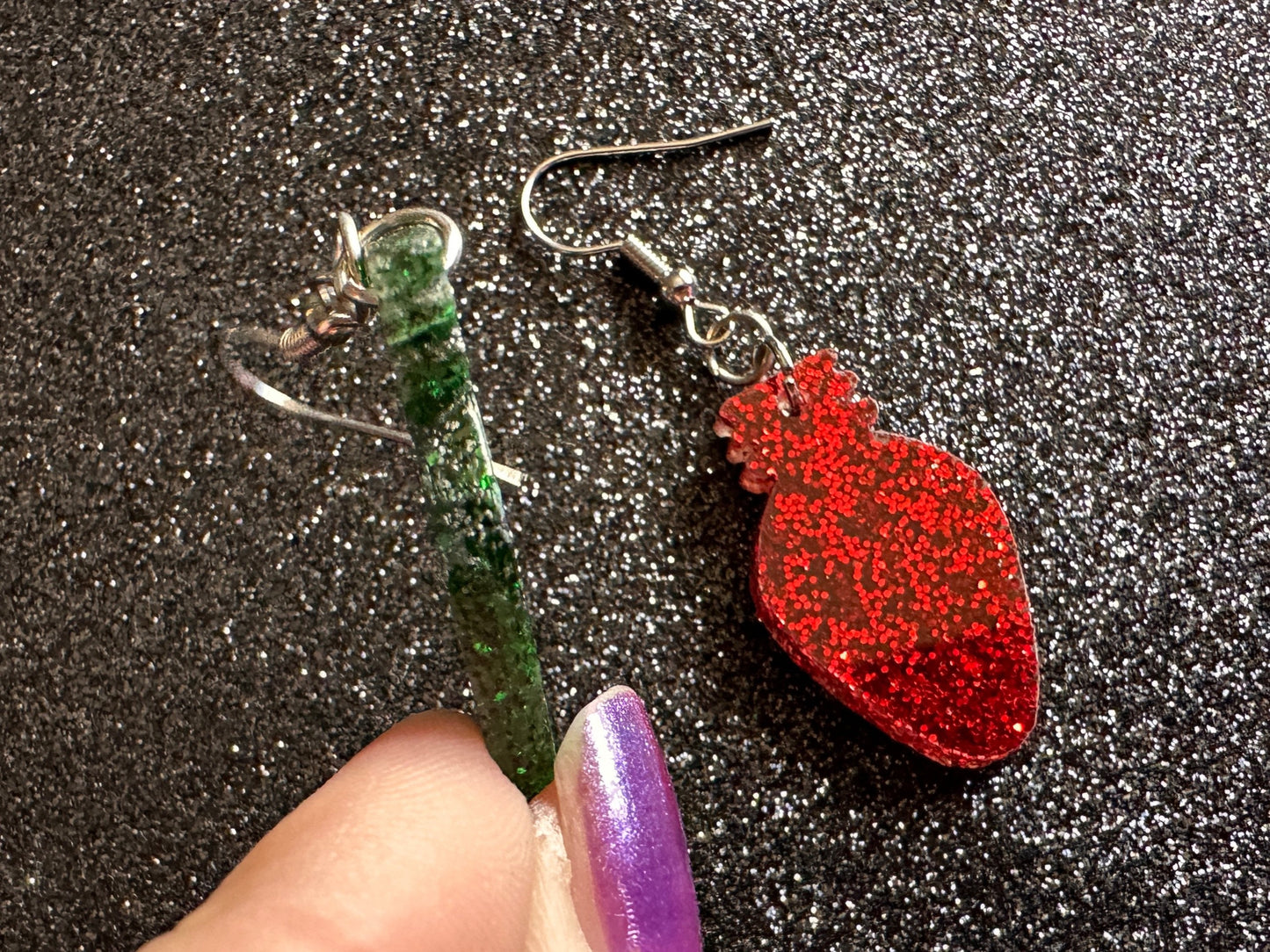 Glittery Christmas Light Earrings: Laser Cut Acrylic Christmas, Winter, Festive, Xmas, Green Earrings, Holidays, Gifts for Her/Him/Them