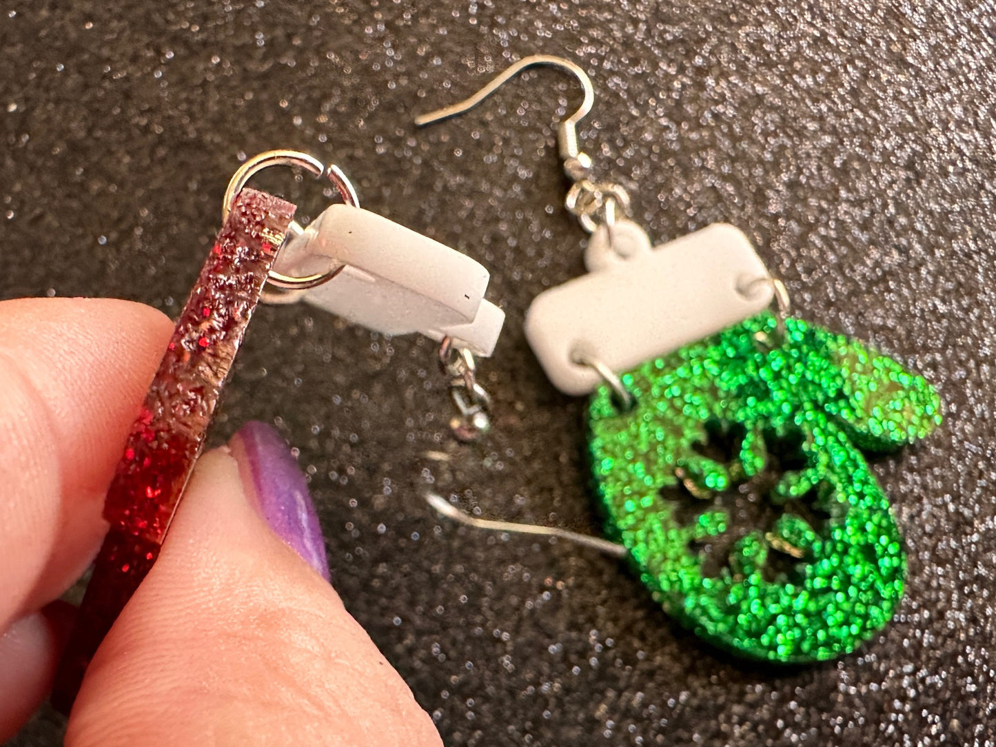 Glittery Christmas Mitten Earrings: Laser Cut Acrylic Xmas Earrings, Snow Gloves, Snowflakes, Snow, Mittens, Best Gifts for Her/Him/Them