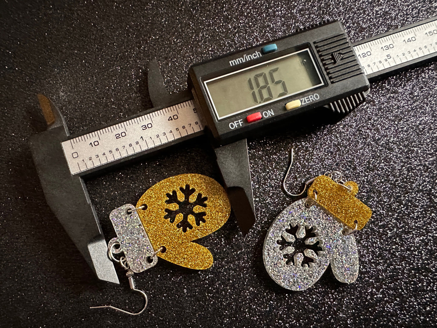 Glittery Christmas Mitten Earrings: Laser Cut Acrylic Xmas Earrings, Snow Gloves, Snowflakes, Snow, Mittens, Best Gifts for Her/Him/Them