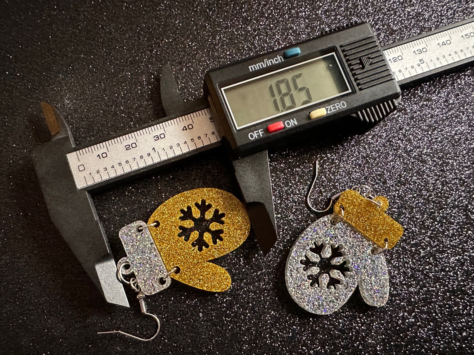 Glittery Christmas Mitten Earrings: Laser Cut Acrylic Xmas Earrings, Snow Gloves, Snowflakes, Snow, Mittens, Best Gifts for Her/Him/Them