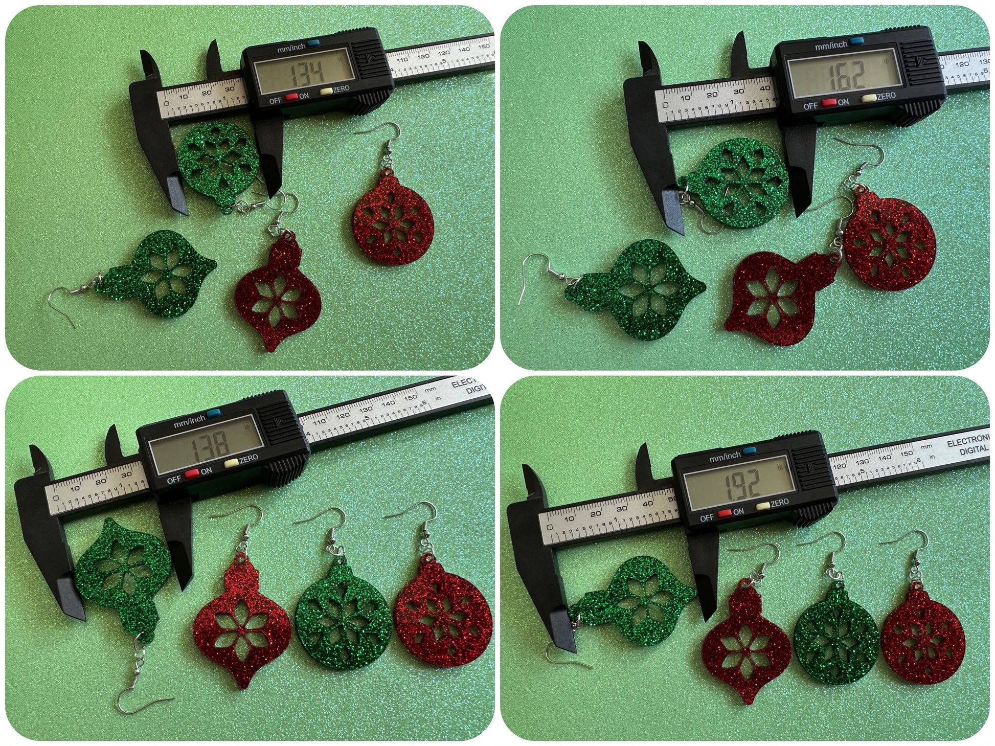 Glittery Christmas Ornament Earrings: Laser Cut Acrylic Christmas Ornaments, Baubles, Xmas, Festive, Holiday, Gifts for Her/Him/Them