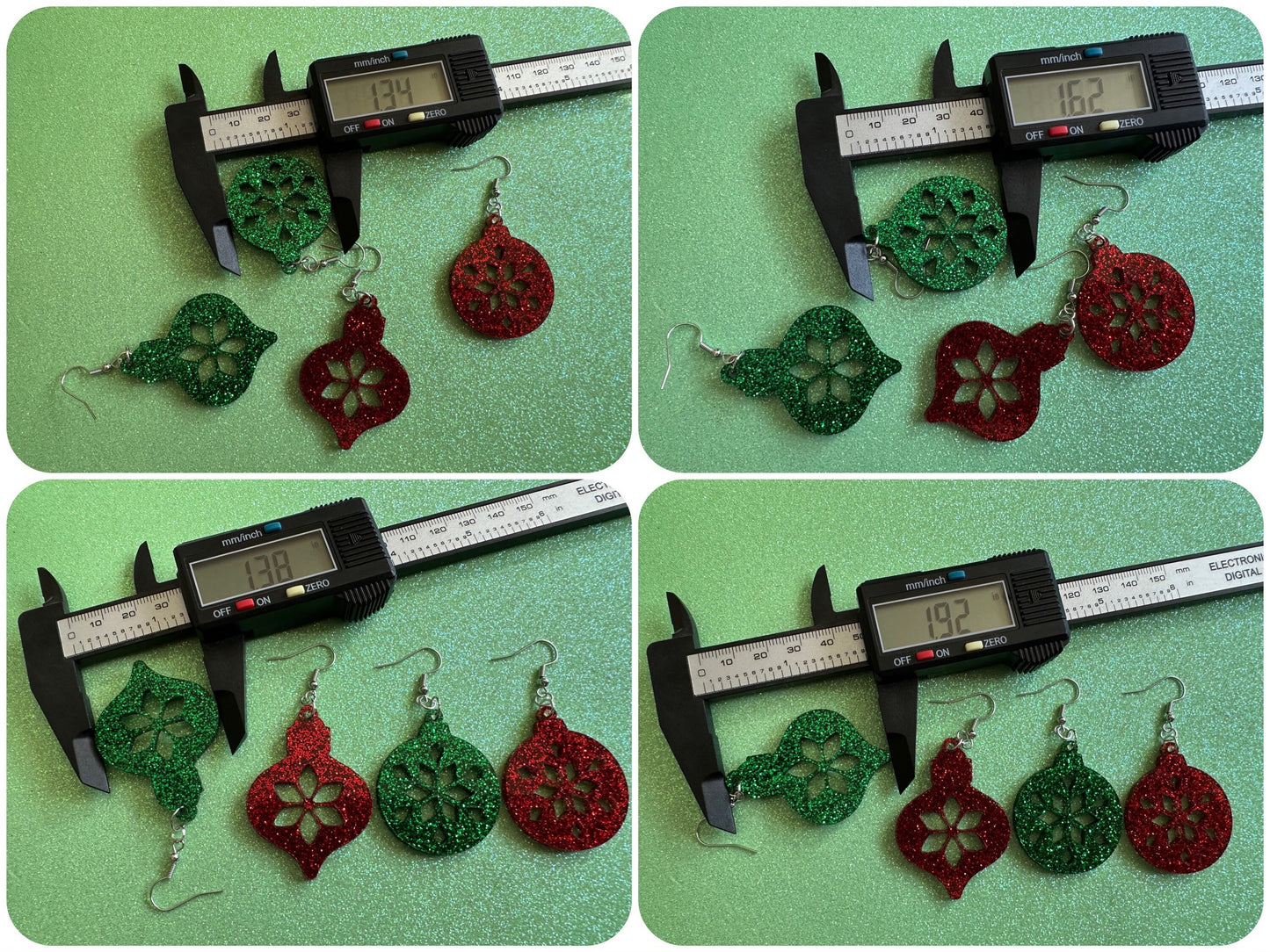 Glittery Christmas Ornament Earrings: Laser Cut Acrylic Christmas Ornaments, Baubles, Xmas, Festive, Holiday, Gifts for Her/Him/Them