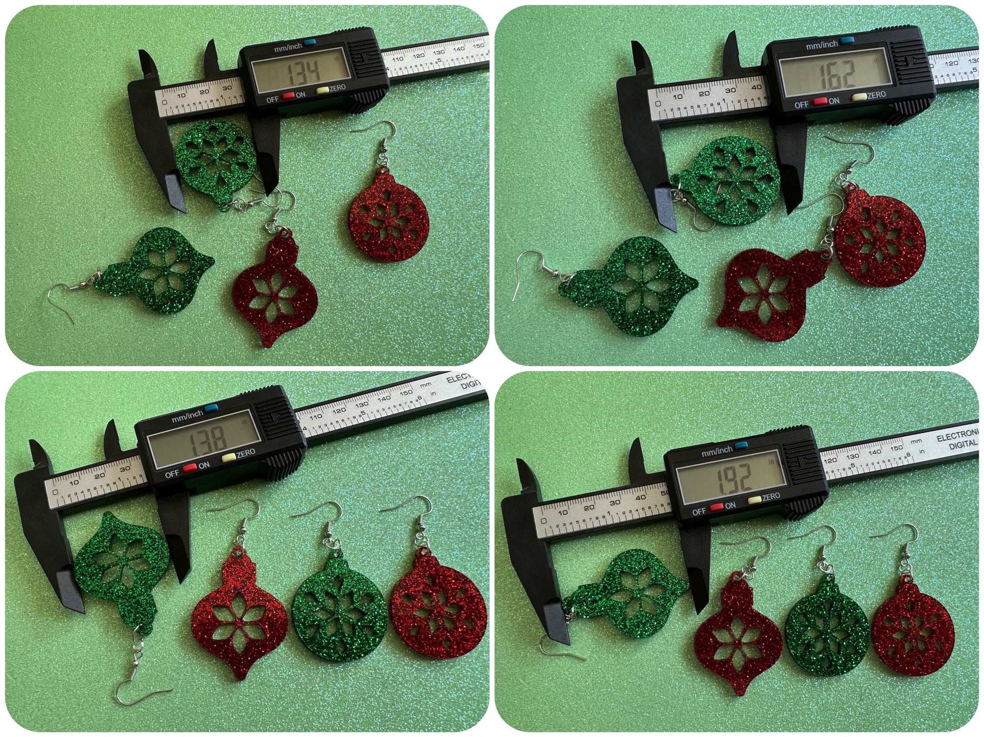Glittery Christmas Ornament Earrings: Laser Cut Acrylic Christmas Ornaments, Baubles, Xmas, Festive, Holiday, Gifts for Her/Him/Them
