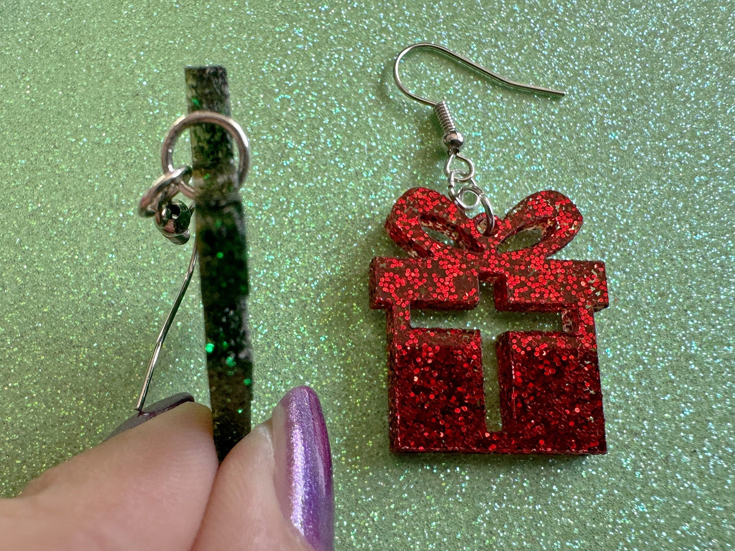Glittery Christmas Present Earrings: Laser Cut Acrylic Presents, Xmas, X-mas, Birthday, Best Gifts for Her/Him/Them